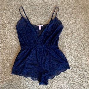 Blue lace romper
